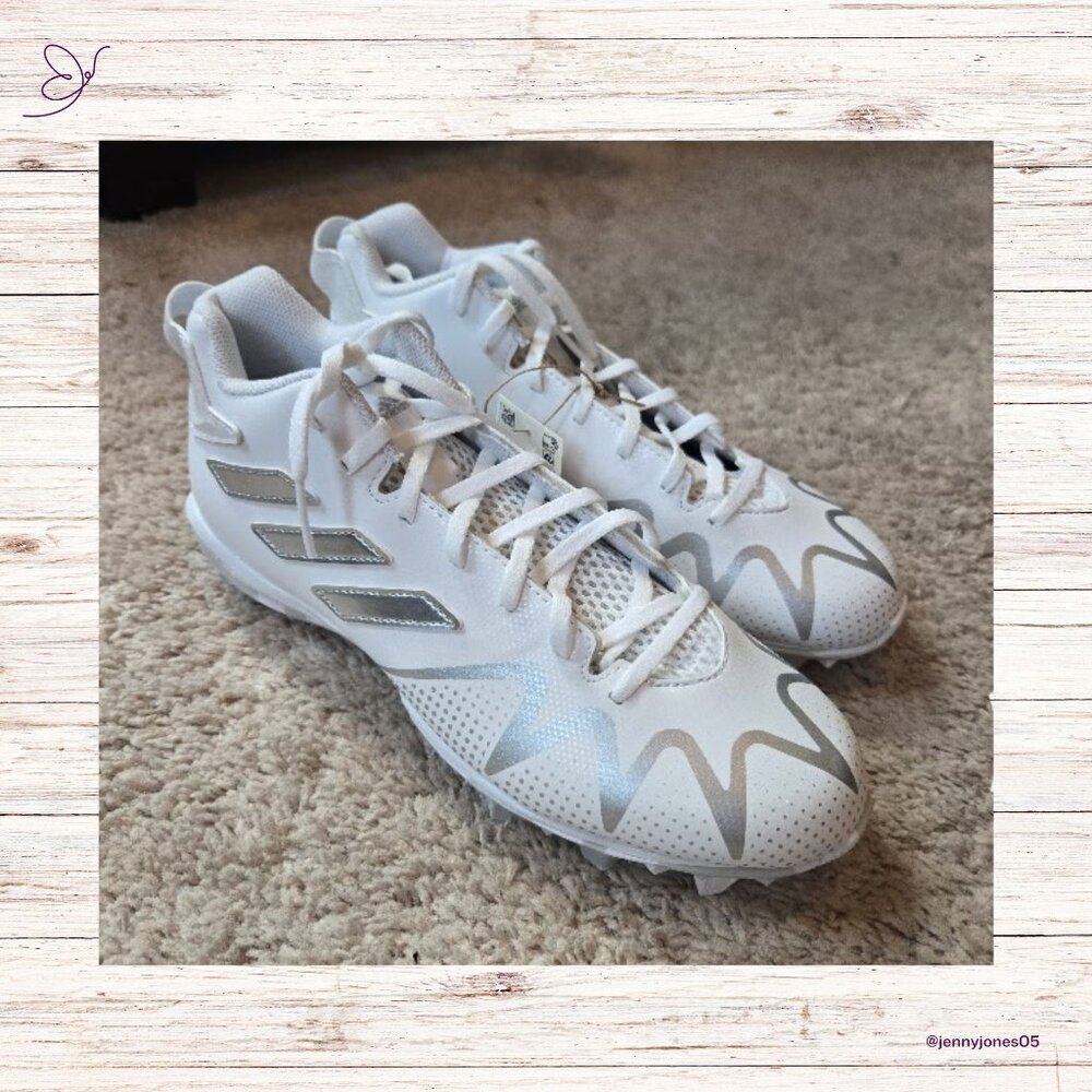 Men's Adidas Freak Spark MD Football Cleats~White & Silver~NIB~Size 9.5